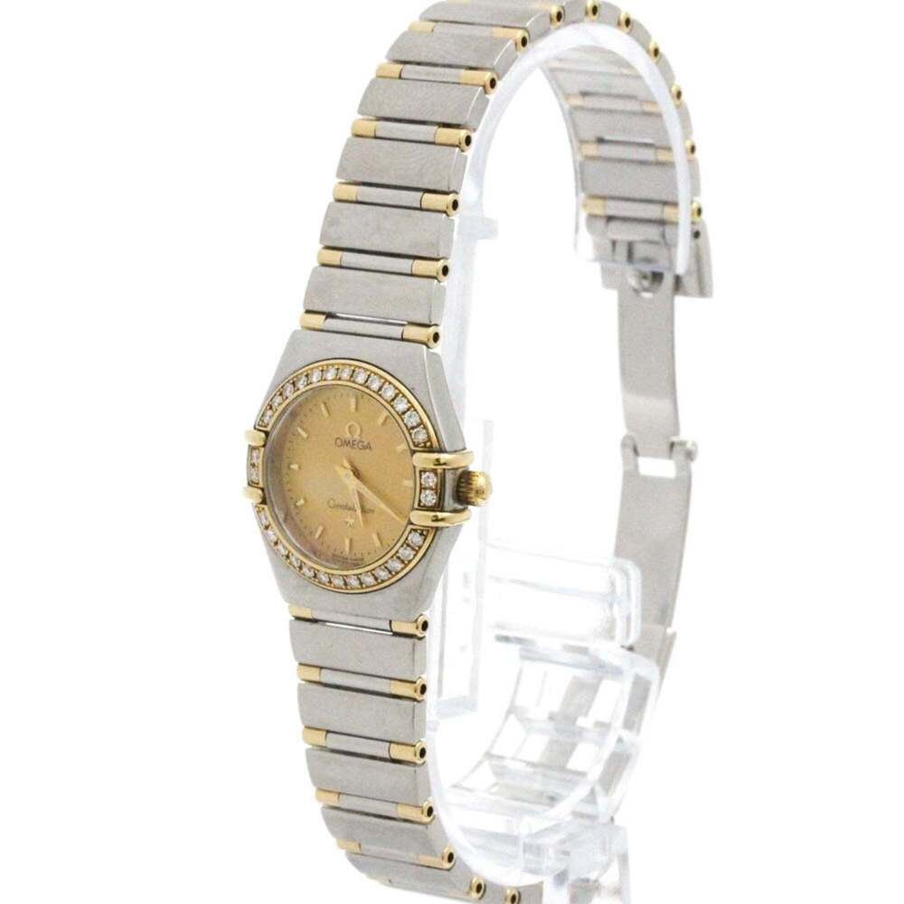 Omega Constellation Quartz Stainless Steel and Yellow Gold with Diamond Bezel an